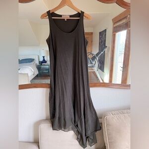 Dark Green Sleeveless Asymmetric Dress by Philosophy, Women's Size Medium.